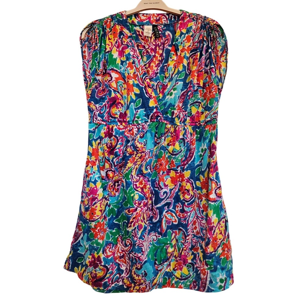 Lauren Ralph Lauren Large Colorful Paisley Floral Cotton Tunic Dress Swim Cover